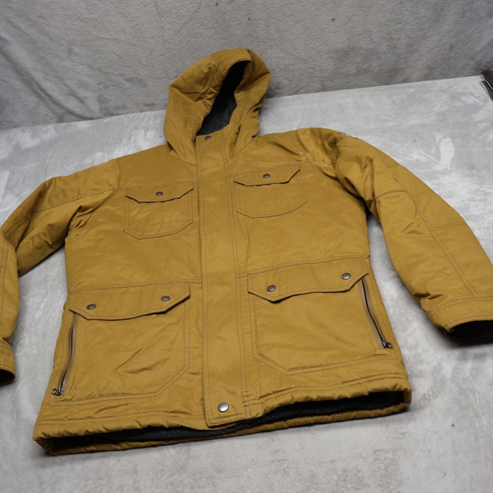 KUHL Projekt Jacket Men Small Yellow Fleece Lined Heavy Insulated Full Zip Parka